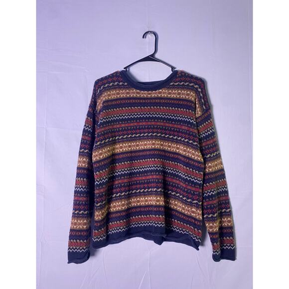 Sienna Multicolor Knit Crewneck Pullover Sweater Men's Size Medium Ramie Cotton - Picture 1 of 3